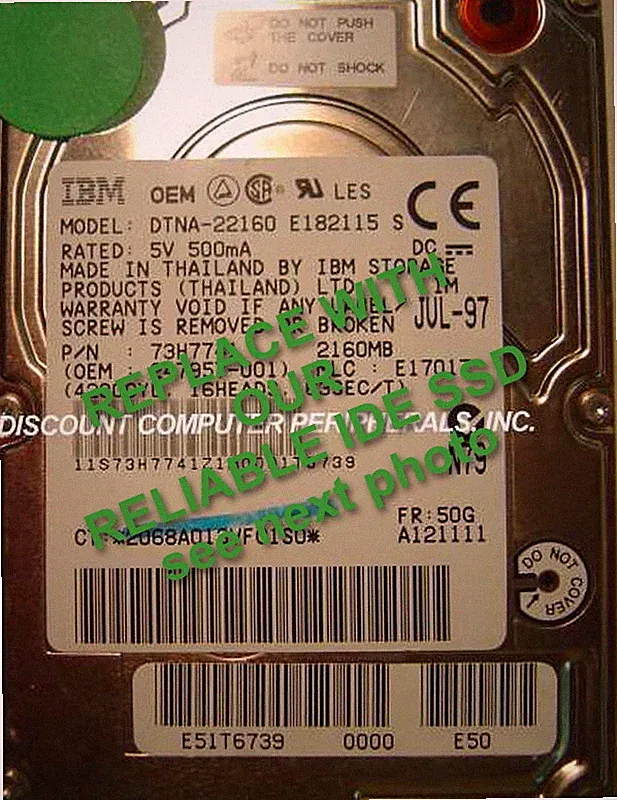 4GB IDE SSD Replace Worn Out DTNA-22160 Hard Drive with 2.5" 44 PIN CF SSD Card