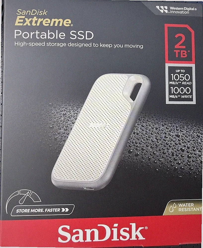 New SanDisk Extreme Portable 2TB USB-C SSD SDSSDE51-2T00-AW25