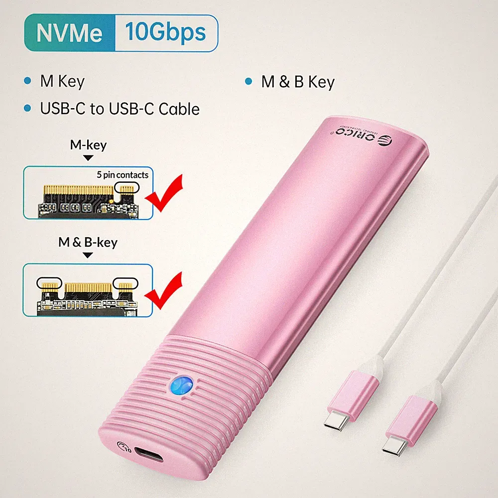 ORICO M.2 NVME/SATA Hard Drive Enclosure USB 3.2 Gen 2 10Gbps SSD Case 4TB US