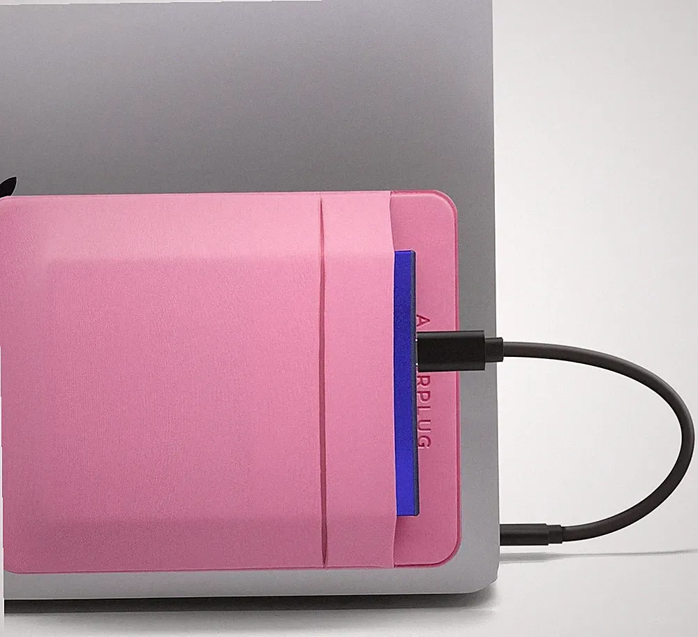 Pink 2Pocket Adhesive Hard Drive Holder Laptop External 2.5 Inch HDD SSD