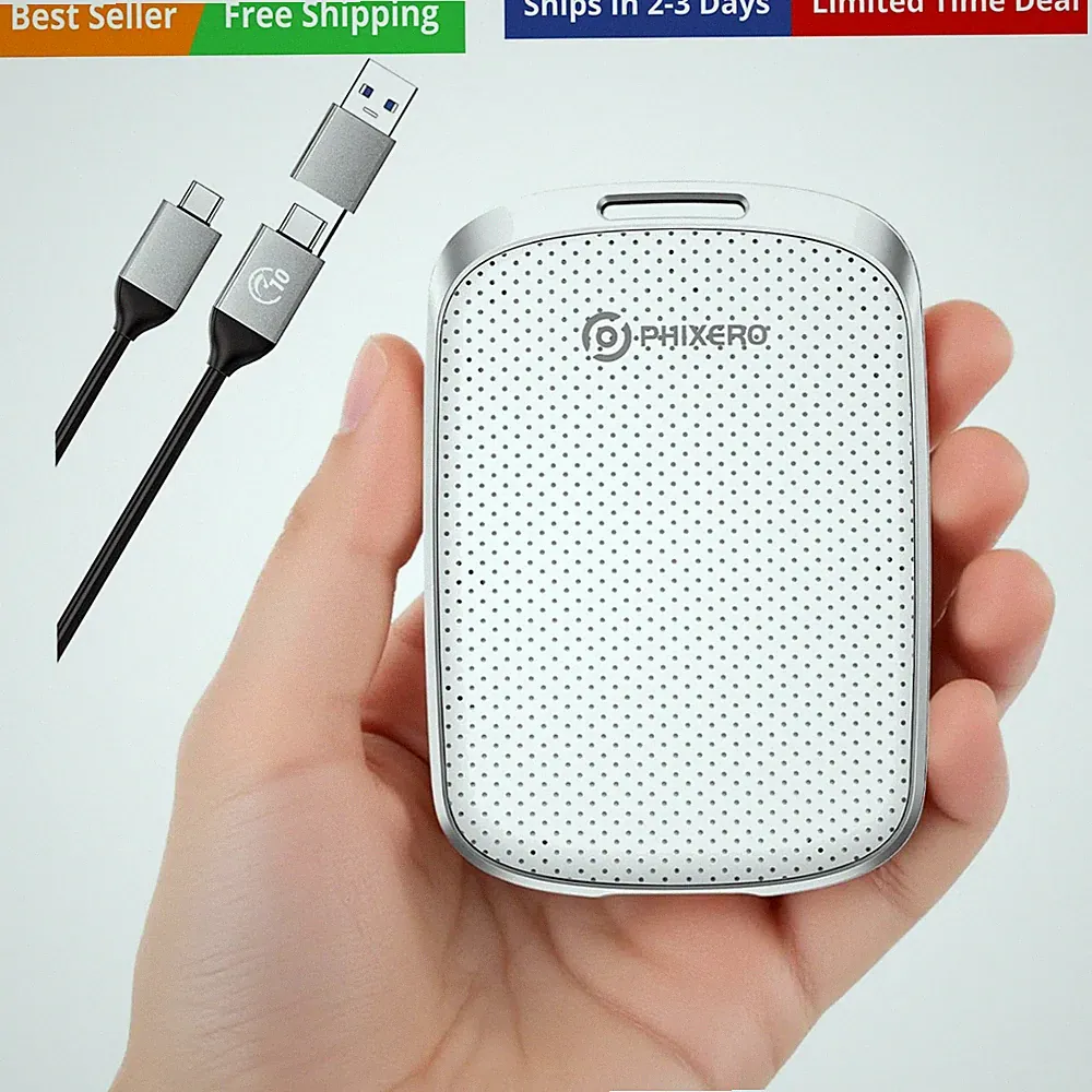 Portable Extern SSD 1TB Up to 550MB/s, USB 3.2 Gen 2 USB C to C&A for Smartph...